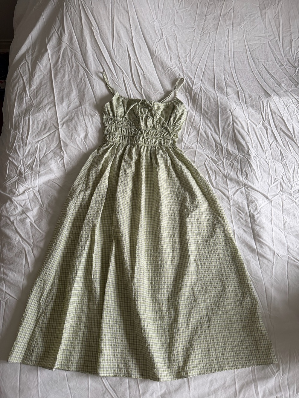 Light Green Gingham Sundress (midi)